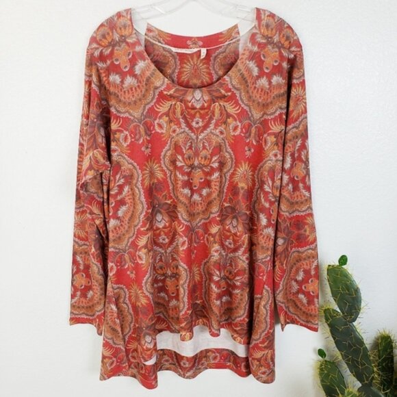 Soft Surroundings Bohemian Paisley Floral Print Knit Top Pullover size 1X - Picture 1 of 10